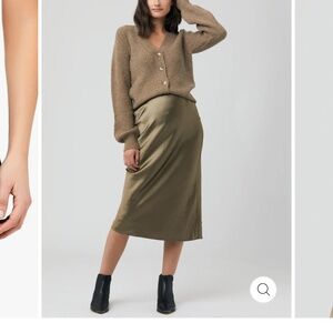 Ripe maternity olive satin skirt